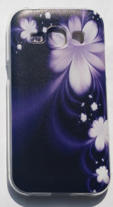 Силиконов гръб ТПУ за Samsung Galaxy J1 J100F черен с лилави цветя